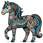 Horse with Artistic Patterns 🐴🎨🌟 Colored Example