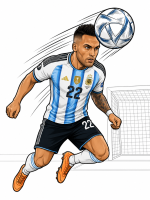 Soccer Player from Argentina Inspired by Lautaro Martínez 🏆⚽🇦🇷 Colored Example