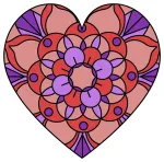 Intricate Heart Pattern with Floral Designs and Circles 🌸💖 Colored Example