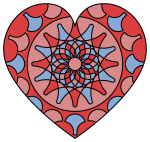 Intricate Heart Pattern with Symmetrical Design 💖❤️🌹 Colored Example