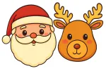 Jolly Santa and Happy Reindeer with Antlers 🎅🦌🎄 Colored Example