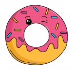 Kawaii Donut Winking 🍩😉🍬💖 Colored Example