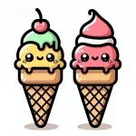 Kawaii Ice Cream Cones 🍦🍒🌞 Colored Example