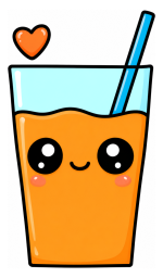 Kawaii Orange Juice Drink with a Sweet Face 🍊🧃😊 Colored Example