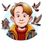 Kevin from Movie Home Alone 2 with House and Pigeons 🎬🏠🕊️ Colored Example