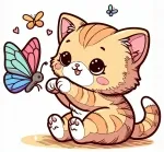 Kitten Playing with Butterflies 🐱🦋😺 Colored Example