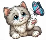 Kitten Playing with Butterfly 🐱🦋😺 Colored Example