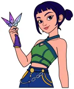 Zoey, the bubbly K-pop star with magical shin-kal 🎵✨🗡️ Colored Example