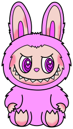 Labubu Monster Sitting with Pointed Ears 🐰✨💖 Colored Example