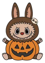 Adorable Labubu in a pumpkin costume, perfect for Halloween fun! 🎃👻🎁 Colored Example
