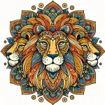 Lion Heads Mandala Style 🦁🎨✨ Colored Example
