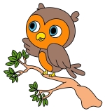 Little Owl Sitting on Branch 🌙🦉🌲 Colored Example