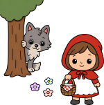 Little Red Riding Hood and the Wolf in the Forest 🌳🐺👧 Colored Example