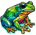 Low Poly Origami Style Frog 🐸📐 Colored Example