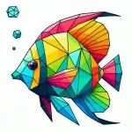 Low Poly Origami Tropical Fish with Bubbles 🐠🌊 Colored Example