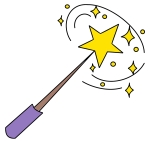 Magic Wand with Star and Sparkles ✨🌟🔮 Colored Example