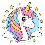 Magical Unicorn with Sparkling Stars 🦄✨🌟 Colored Example