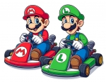 Mario and Luigi Racing in Mario Karts 🍄🏎️🌟 Colored Example