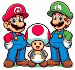 Mario and Luigi with Toad 🎮🍄👨‍🔧 Colored Example