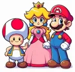 Mario Princess Peach and Toad Holding Hands 🎮👑🍄 Colored Example