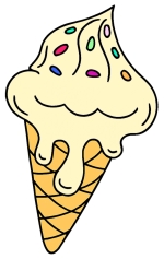 Melting Vanilla Ice Cream Cone with Sprinkles Dripping Treat for Kids Fun 🍦✨🌞 Colored Example
