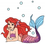 Mermaid Lying Down Daydreaming 🧜‍♀️💭🌊 Colored Example