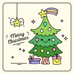 Merry Christmas - Cute Christmas Tree with Gifts and Stars 🎄🎁🌟✨ Colored Example