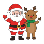 Santa Claus and his Reindeer Friend Sharing Holiday Cheer 🎅🦌🎄 Colored Example