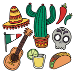 Mexican Culture Cinco de Mayo Festive Elements 🌵🎉🇲🇽 Colored Example