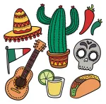 Mexican Culture Cinco de Mayo Festive Elements 🌵🎉🇲🇽 Colored Example