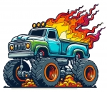 Monster Truck on Fire 🚒🔥🏁 Colored Example