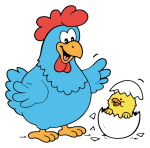 Mother Chicken and Baby Chick Emerging from Egg 🐔🐣🌟 Colored Example
