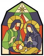 Nativity Scene Stained Glass Style with Mary, Joseph and Jesus 🌟🎄🕊️ Colored Example