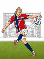 Norwegian Soccer Player Inspired by Haaland Kicks Ball on FIFA World Cup 🏆⚽🇳🇴 Colored Example