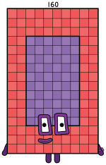 Numberblock 160: The Friendly Math Castle with a Calm Face 🏰🔢😊 Colored Example