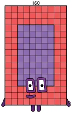 Numberblock 160: The Friendly Math Castle with a Calm Face 🏰🔢😊 Colored Example