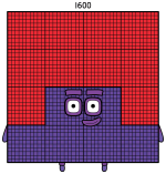Numberblock 1600 with a Friendly Face 🔢😊 Colored Example