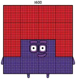 Numberblock 1600 with a Friendly Face 🔢😊 Colored Example