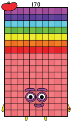 Numberblock 170 with Rainbow Top and Apple 🍎🌈🔢 Colored Example