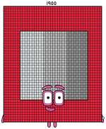 Numberblock 1900 with a Gray Panel and Friendly Face 🔢😊 Colored Example