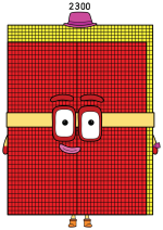 Numberblock 2300 with a Friendly Face and Pink Hat 🔢🎩 Colored Example