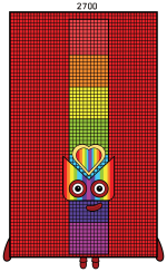 Numberblock 2700 with a Rainbow Heart and Tower Design 🌈❤️🔢 Colored Example