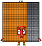 Numberblock 2900 with a Friendly Face and Split Design 🔢🧡 Colored Example