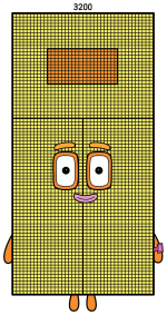 Numberblock 3200 with a friendly face and math concepts 🧠🔢😊 Colored Example