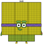 Numberblock 3400 with a Friendly Face and Purple Belt 🧡🔢😊 Colored Example