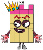 Numberblock 38: Regal and Mischievous Character 👑😈🔢 Colored Example