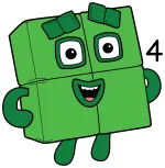 Numberblock 4 is a friendly square number with a cheerful face and a love for all things square! 🟢🟩🔲 Colored Example