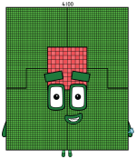 Numberblock 4100 with a Hundred Block Head 🔢💚 Colored Example
