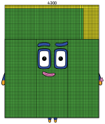 Numberblock 4300 with a friendly face 🏰🟡🟢 Colored Example