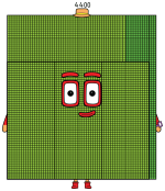 Numberblock 4400 with a Hat and Friendly Face 🧢🔢😊 Colored Example